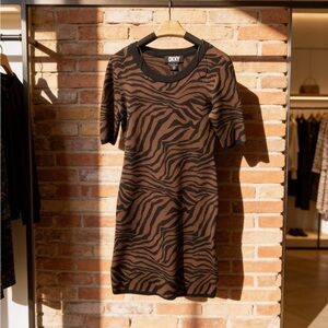 DKNY Zebra Pattern Sweater in Brown and Black
